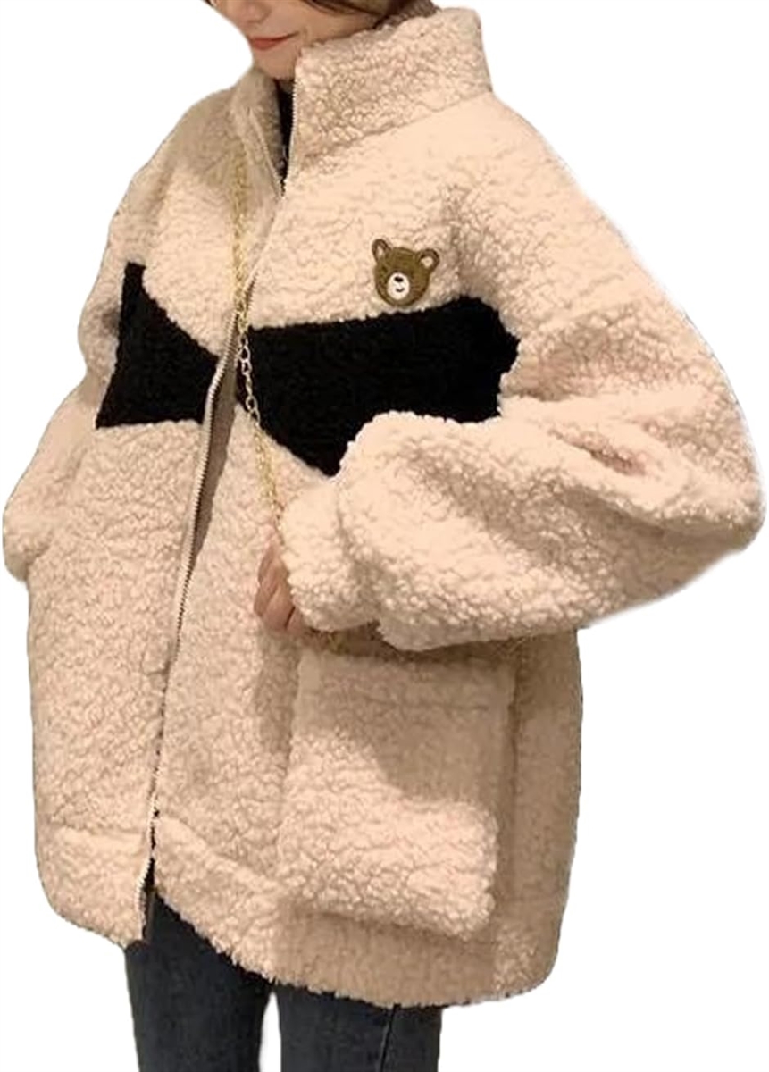 ブランクブラン ジャケット ワッペン 刺繍 レディース ブルゾン アウター 韓国 防寒 おしゃれ 学生 女子( ベージュ,  2XL)｜horikku