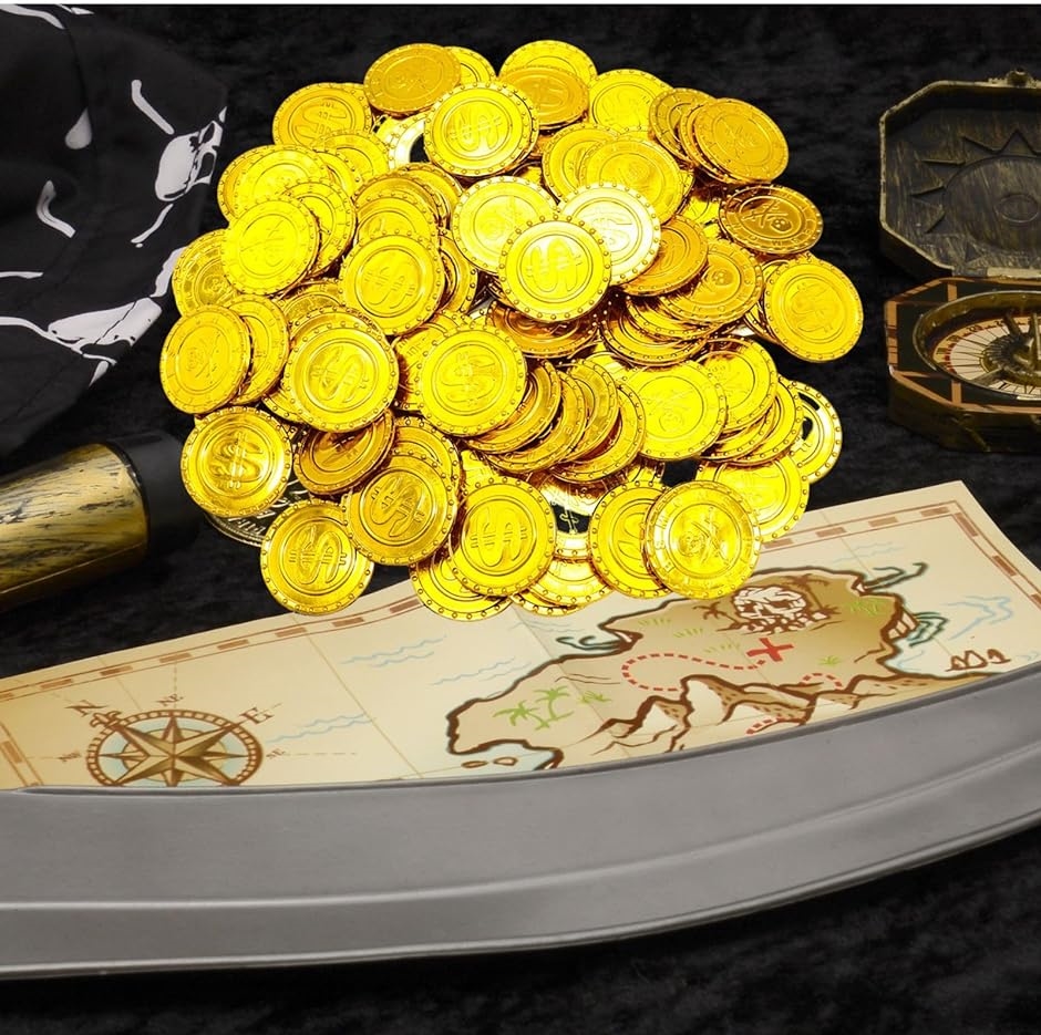 金貨おもちゃ コイン チップ 宝箱 海賊 財宝ゴールド セット パイレーツゴールド マネー500枚セット｜horikku｜04