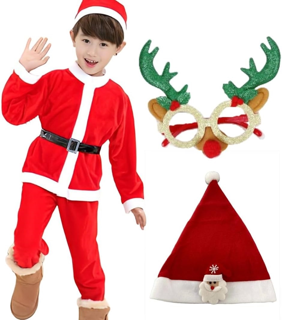 Yahoo! Yahoo!ショッピング(ヤフー ショッピング)サンタ コスプレ 子供 トナカイ 眼鏡付き 男の子 女の子 クリスマス 衣装 仮装（ 100）