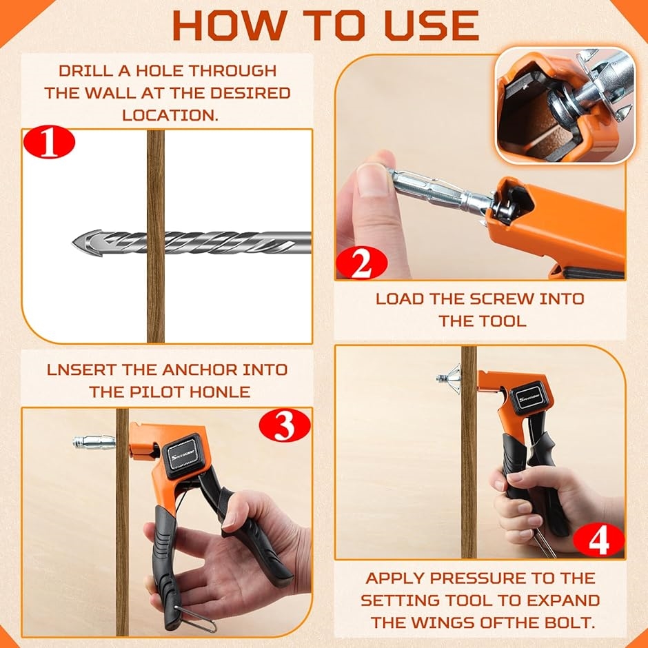 ボードアンカーツール 中空壁アンカー 石膏ボード 乾式壁用モリー