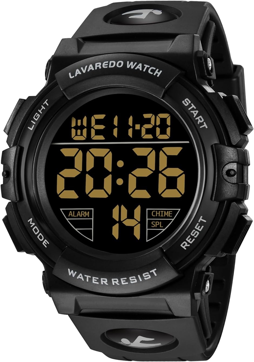Yahoo! Yahoo!ショッピング(ヤフー ショッピング)腕時計 メンズ デジタル 50メートル防水 日付 曜日 アラーム LED表示 多機能付き 防水腕時計 MDM（ 20-ブラック-ゴールド）