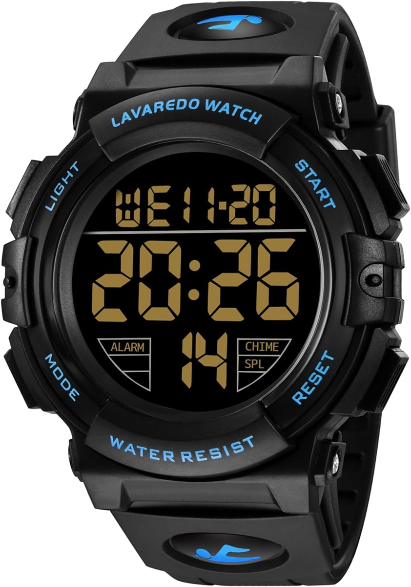 Yahoo! Yahoo!ショッピング(ヤフー ショッピング)腕時計 メンズ デジタル 50メートル防水 日付 曜日 アラーム LED表示 多機能付き 防水腕時計 MDM（ 21-ブルー-ゴールド）