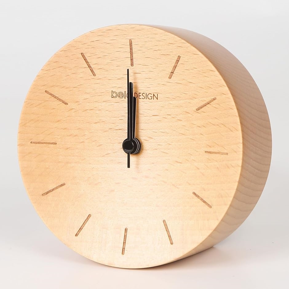 置き時計 天然木 木製 卓上時計 アナログ( TC1307 ホワイト ブナ木（ドイツ） 数字なし,  12cmx12cmx4cm)｜horikku