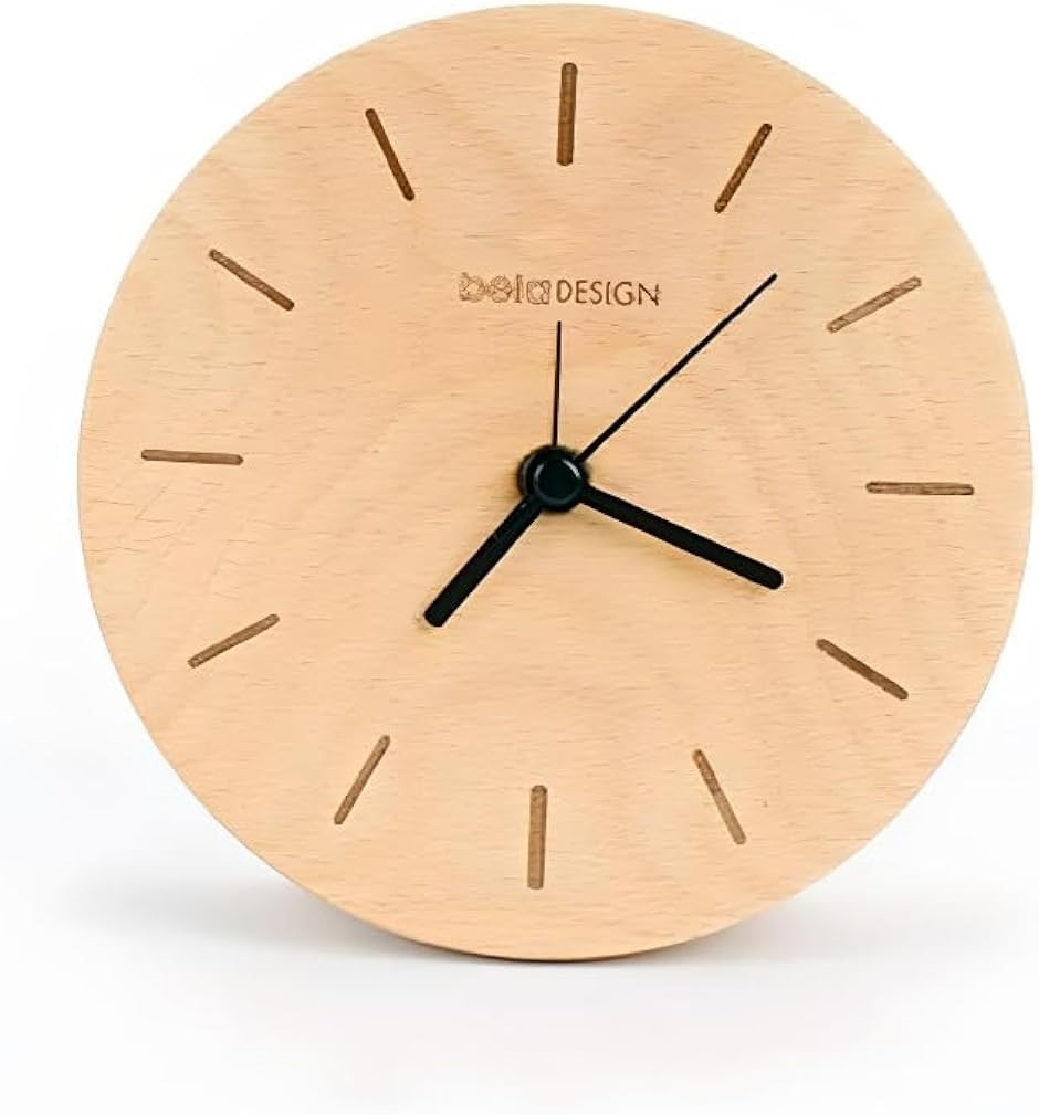 置き時計 天然木 木製 卓上時計 アナログ( TC1307 ホワイト ブナ木（ドイツ） 数字なし,  12cmx12cmx4cm)｜horikku｜02