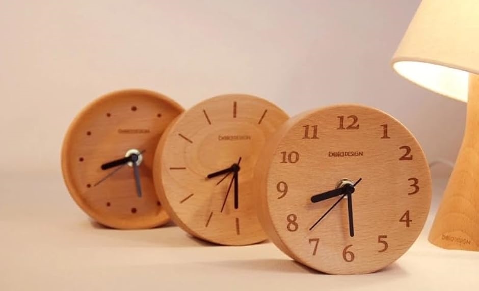 置き時計 天然木 木製 卓上時計 アナログ( TC1307 ホワイト ブナ木（ドイツ） 数字なし,  12cmx12cmx4cm)｜horikku｜07