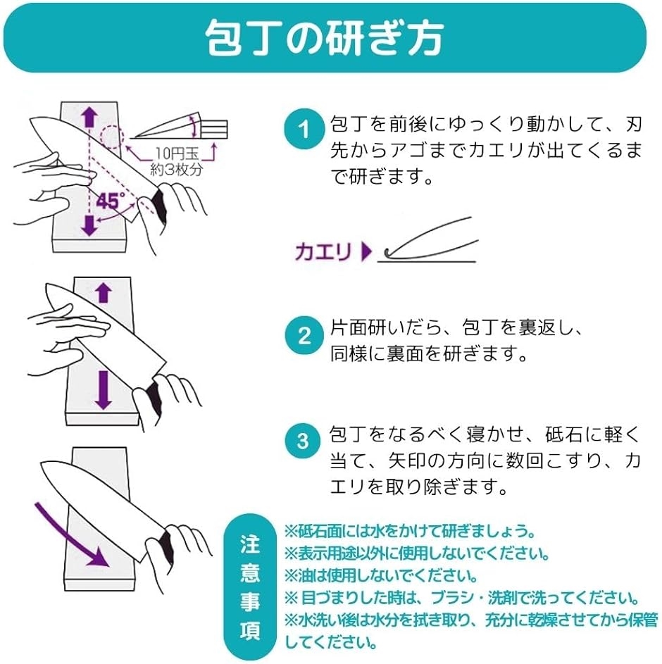 砥石 両面 #1000#6000 中砥 仕上げ 滑り止め台座 角度固定ホルダー 付き｜horikku｜06