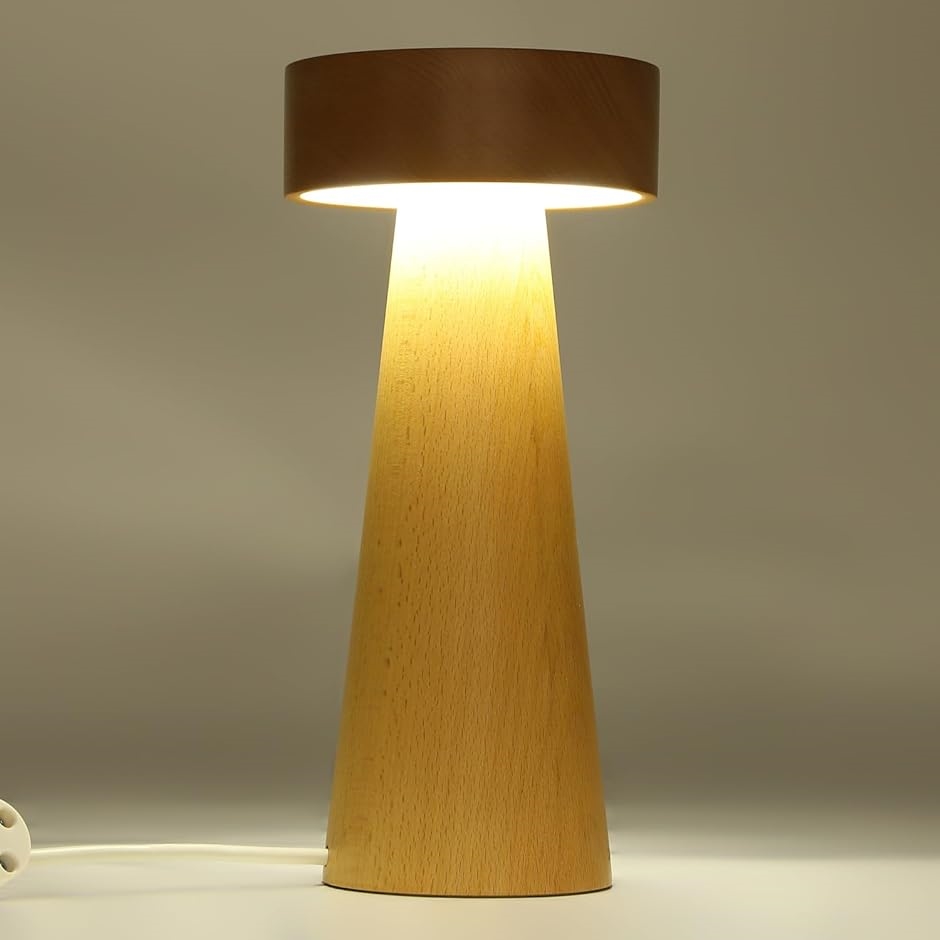 ドイツ産天然木 木製 ブナ 間接照明 ベッドサイドランプ テーブルランプ 卓上ライト ナイトライト 授乳ライト LED( 木目)
