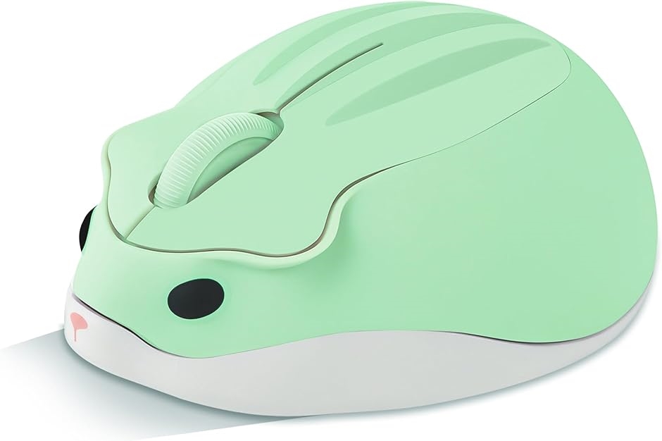 無線 小型 2.4Ghz ワイヤレスマウス ハムスターの形 静音マウス 軽量 電池式 緑( グリーン)｜horikku