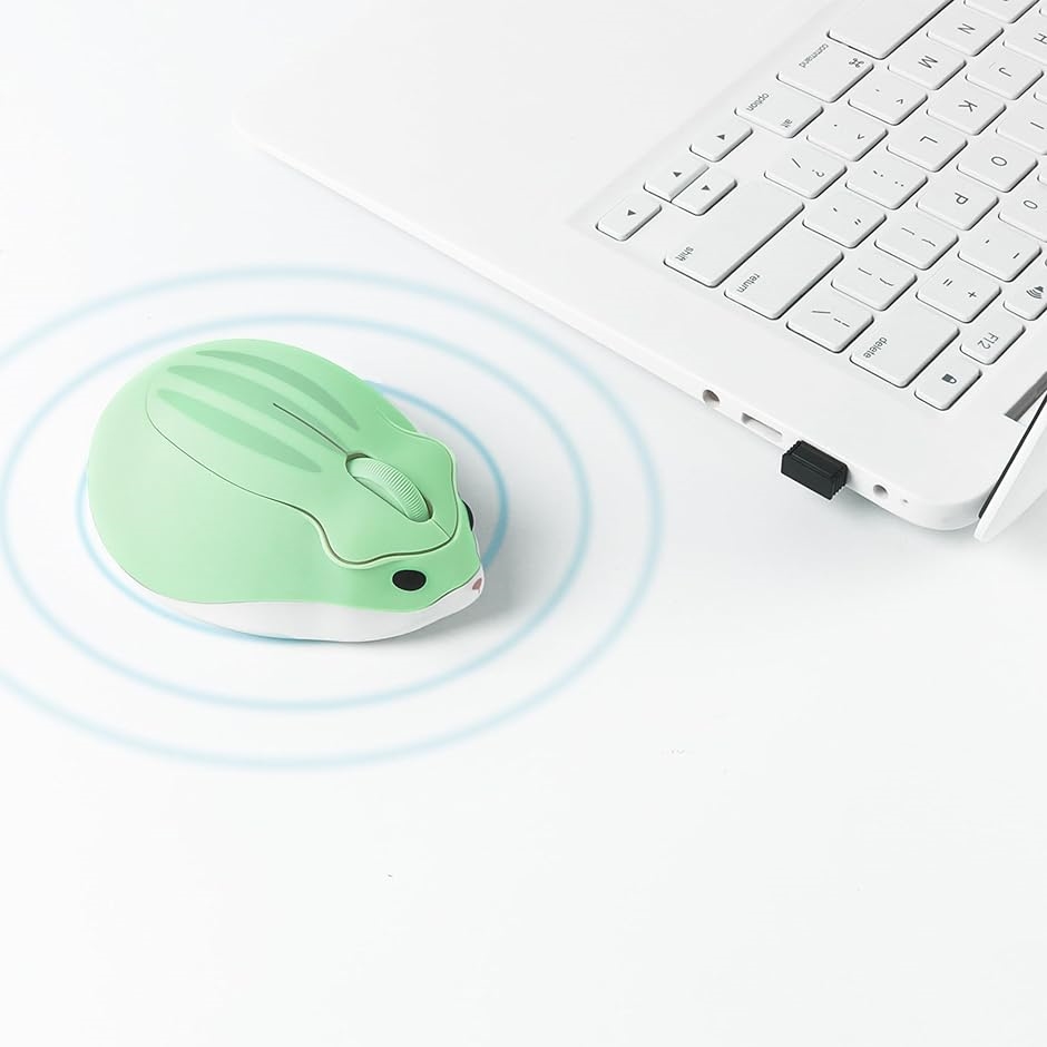 無線 小型 2.4Ghz ワイヤレスマウス ハムスターの形 静音マウス 軽量 電池式 緑( グリーン)｜horikku｜04