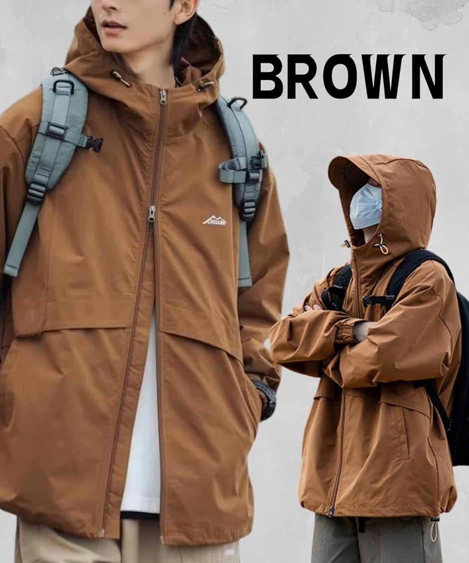 ゆったり 撥水 マウンテンパーカー ナイロンジャケット ウィンド