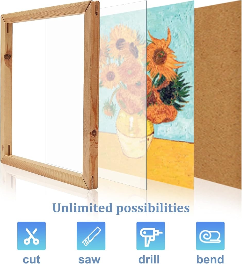 8枚 額縁用プラスチックシート PETプラスチック 301x300x0.4mm 保護