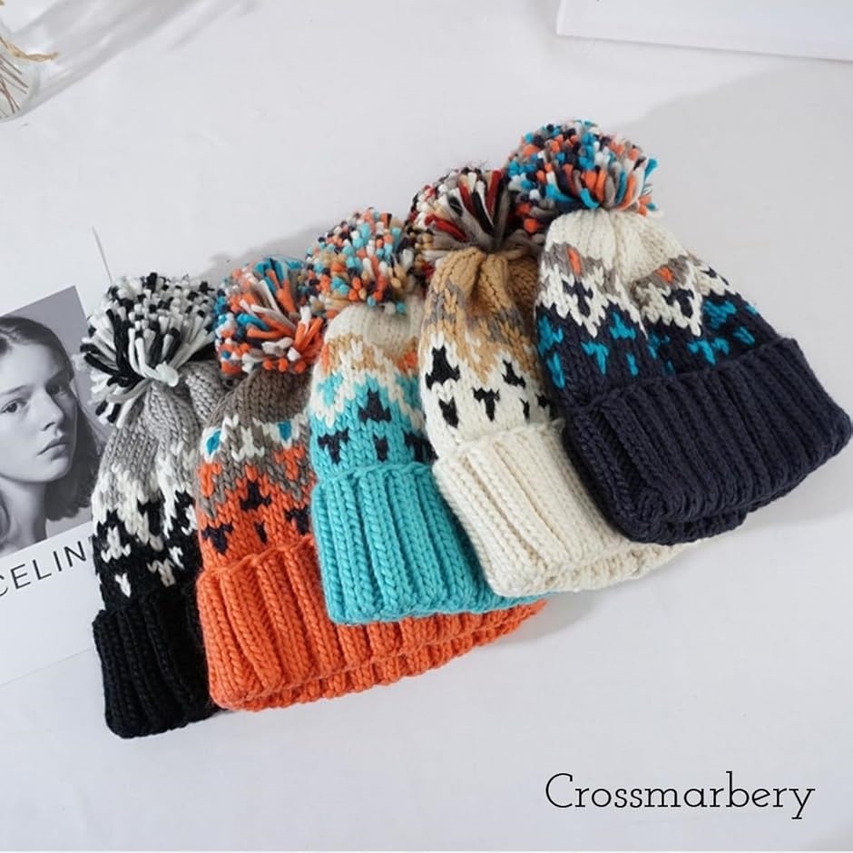 ニットワッチ レディース ワッチキャップ 深め ニット帽 ボンボン 冬