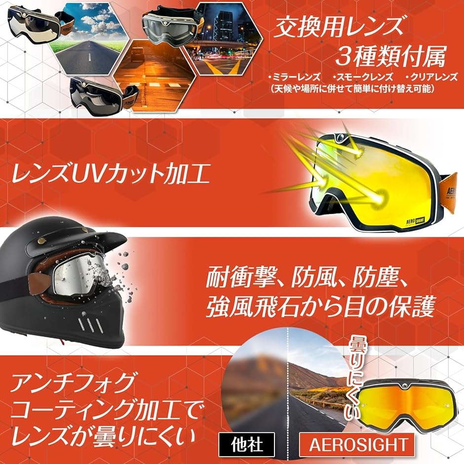 送料無料 ギフト バイクゴーグル オールインワンセット 予備レンズ3種類付き スキー・スノーボードアクセサリー