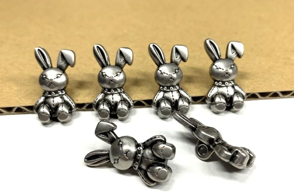 ボタン 飾りボタン 20ｍｍ ウサギのボタン 6個 ハンドメイド 材料 金属ボタン( アンティークシルバー,  20x11mm)｜horikku