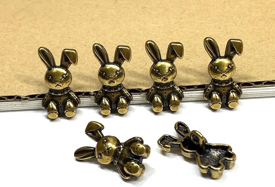 ボタン 飾りボタン 20ｍｍ ウサギのボタン 6個 ハンドメイド 材料 金属ボタン 服飾小物( アンティークゴールド)｜horikku
