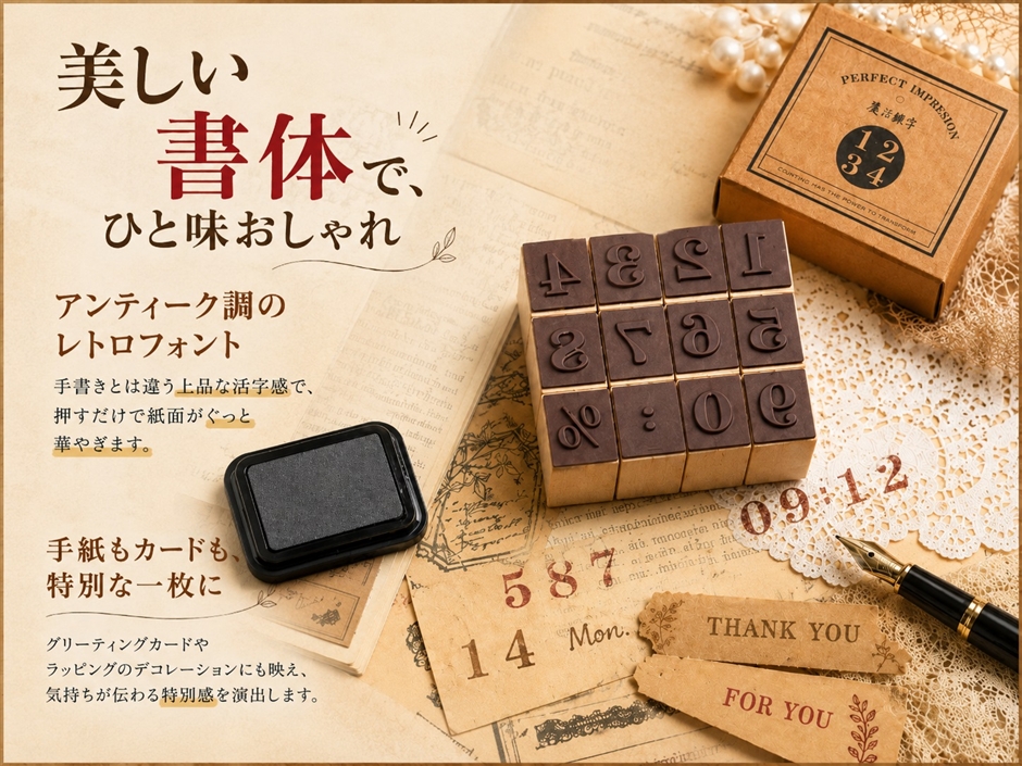 木製スタンプ かわいい おしゃれ セット (数字) : スピード発送