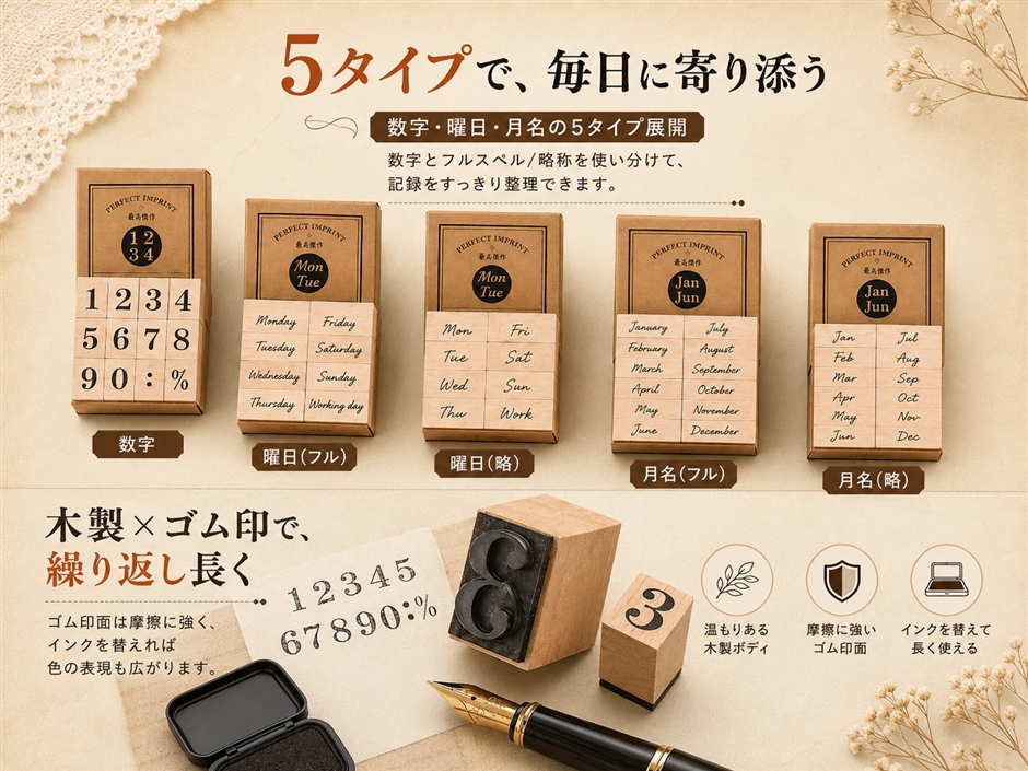 木製スタンプ かわいい おしゃれ セット (数字) : スピード発送