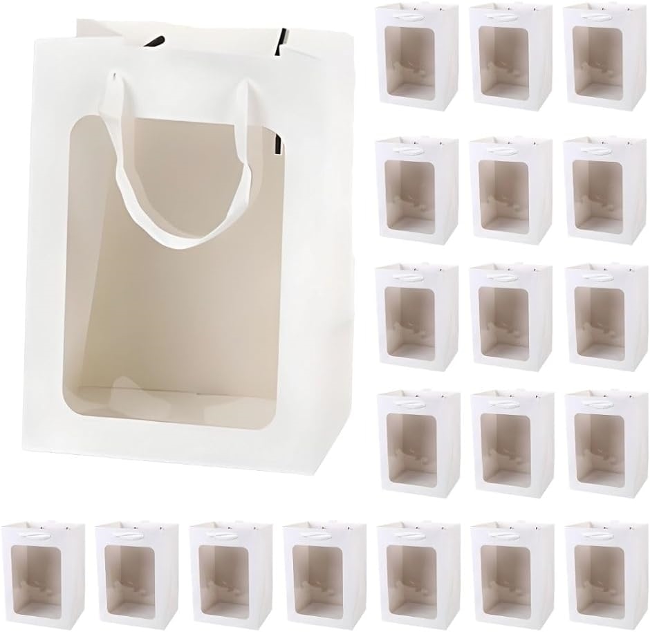ギフトバッグ 窓付き 中身が見える 紙袋 15x10x20cm 20枚セット