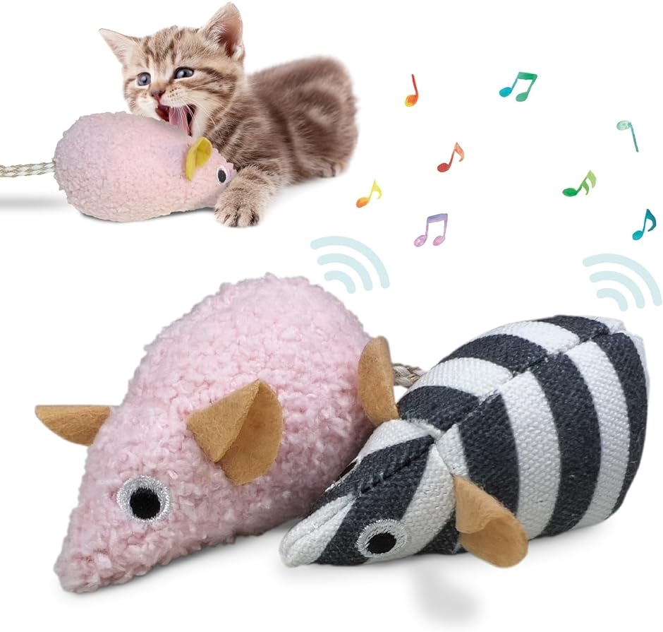 歯磨き オーラルケア 猫 玩具 おもちゃ 触ると音が鳴る ねずみ 2個入り 噛むおもちゃ( なし)｜horikku