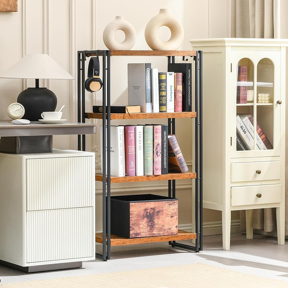 大きな本棚　食器棚　ブックシェルフ　キッチンラック　オープンラック　雑貨棚 ラック オープンシェルフ 4段 木製 収納 本棚 オープンラック キッチン