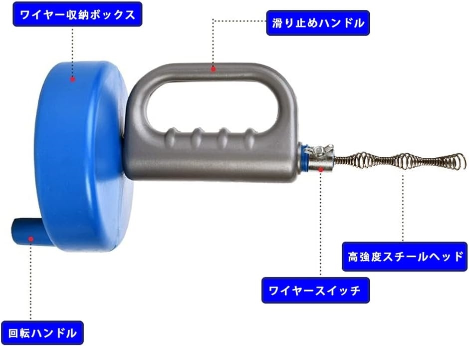 パイプクリーナー パイプ掃除機 疏通ツールー 排水口クリーナ トイレ 洗面所 お風呂 浴室 浴槽 キッチン( 5M-3点セット)｜horikku｜06