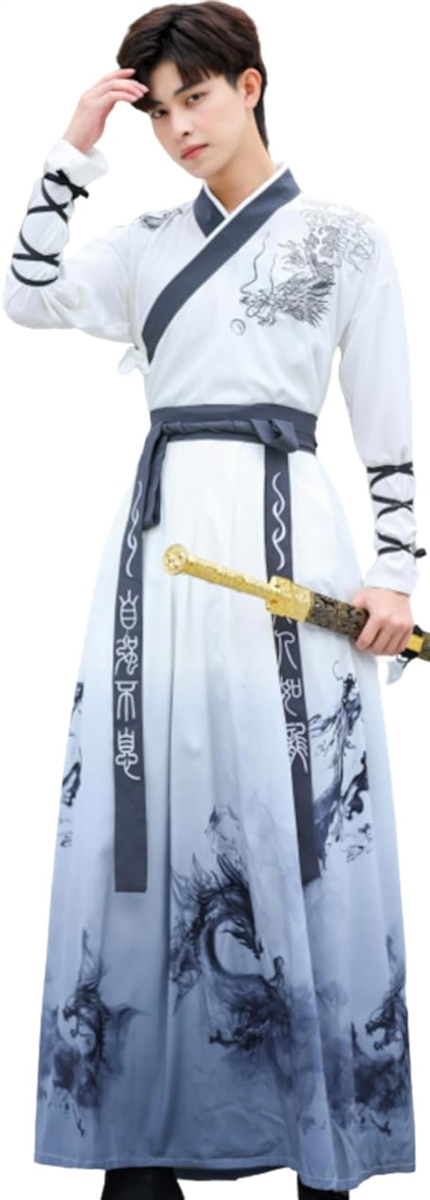 レディレイジー メンズ 漢服 コスプレ 白 ドラゴン 大きいサイズ 龍 グレー MDM( ホワイト,  5XL)