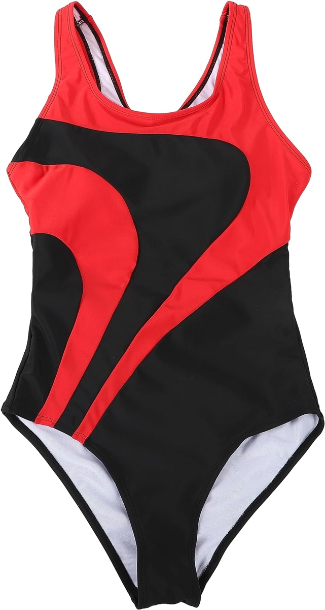 スタンダード スタイリッシュ 競泳 水着 レディース XXL( レッド, 2XL