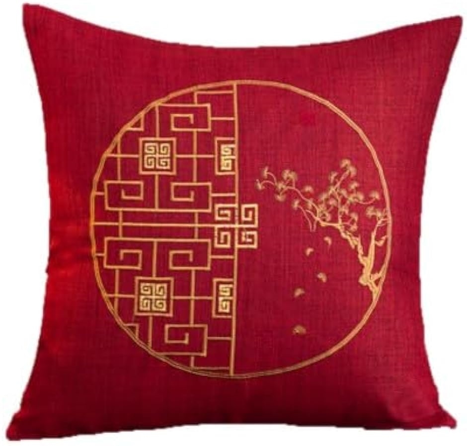 シノワズリ クッションカバー 45x45cm 中国 中華 チャイナ( レッド, 45