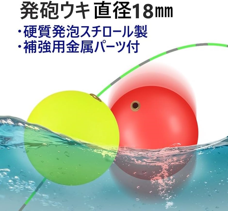 発泡ウキ シモリ玉 中通し玉 3色入り ぶっこみ サビキ 玉浮き 釣り仕掛け( 蛍光グリーン・蛍光レッド・蛍光イエロー,  18mm)｜horikku｜04