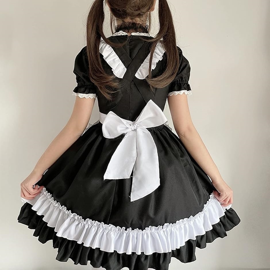 メイド服 コスプレ カチューシャ チョーカー ハロウィン 学園祭 クリスマス パーティ 猫耳( ブラック(猫耳),  M)｜horikku｜07