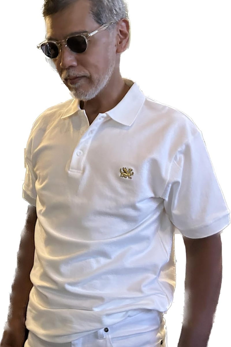 ポロシャツ メンズ プレミアム ドラゴン刺繍 半袖 ゴルフウェア ビジネスカジュアルにも コットン100%( バニラホワイト,  M)｜horikku