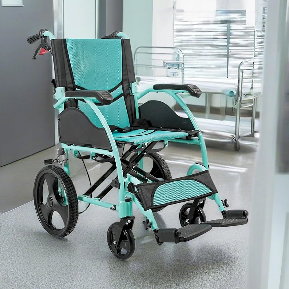 車椅子 介助式 簡易 軽量車椅子 アルミ製 自用と介助ブレーキ付け