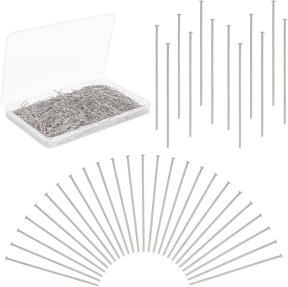 1500本 Tピン 大量 304ステンレス 40mm アクセサリーパーツ 基礎金具 MDM( シルバー,  長さ40mmx厚さ0.7mm)