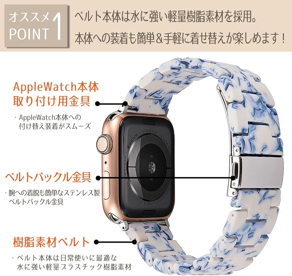 アップルウォッチバンド メンズ SE 8 7 6 5 4 3 2 1 Apple 樹脂( ポーセリンフラワー,  38/40/41mm)｜horikku｜03