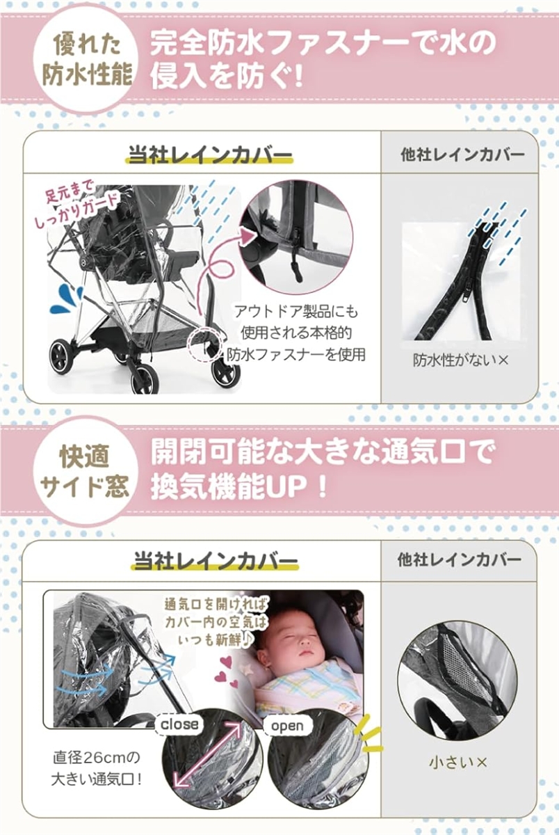 ベビーカー レインカバー A型 B型 防水 防...の詳細画像3