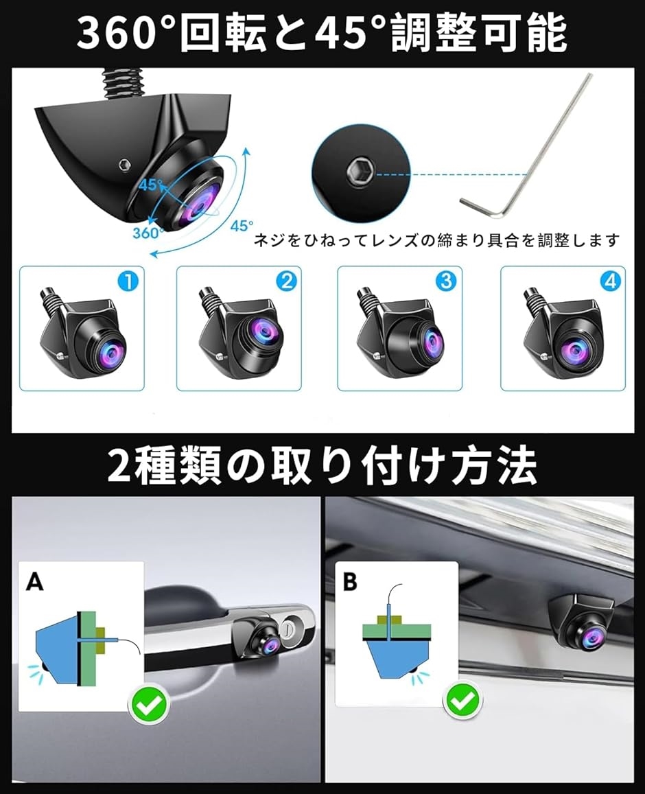 AHD 1080P 4.3インチLCDバックモニター バックカメラモニターセット