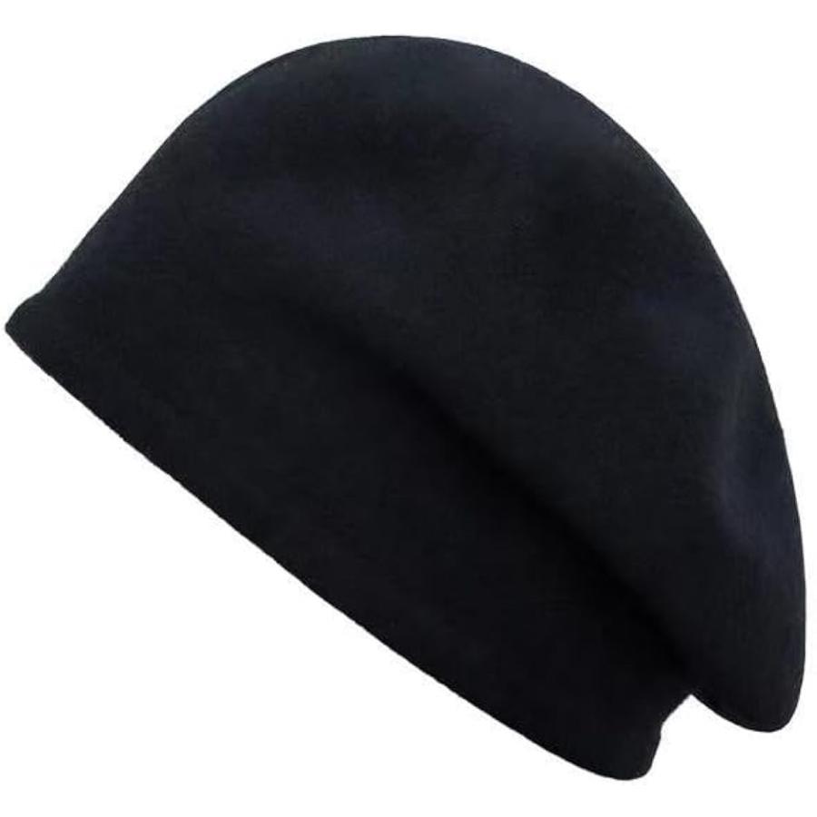母の日 ウール帽子 ベレー帽 ビーニー 形を変えられる 3WAY帽子 ウール100％ 男女兼用 ハット MDM( ブラック,  58.0 cm)｜horikku