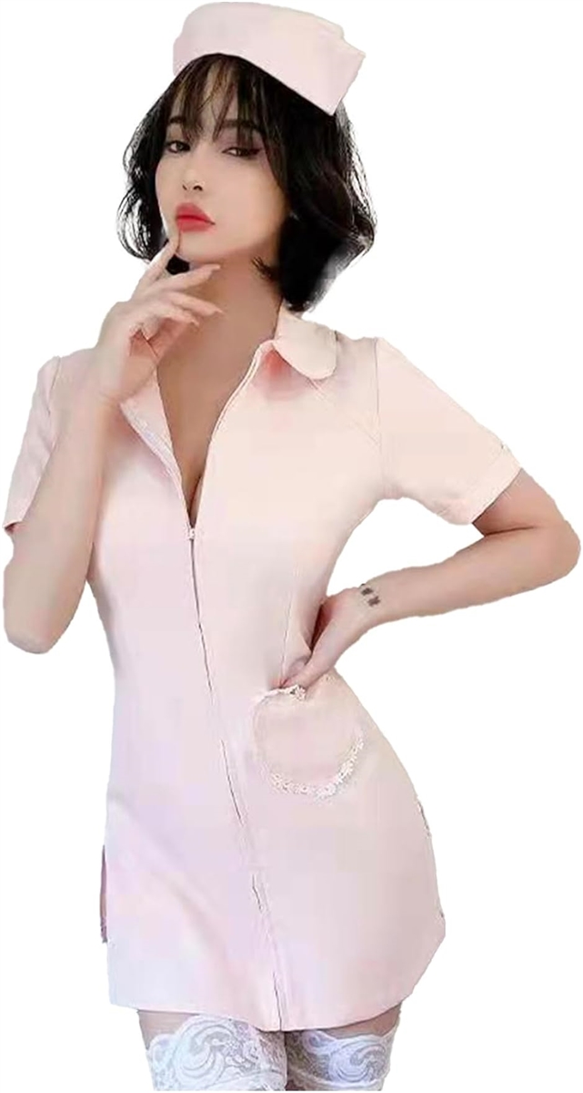 ナース コスプレ ナース服 ナースコスプレ コスチューム ミニスカート ワンピース 仮装 XLサイズ( ピンク,  XL)
