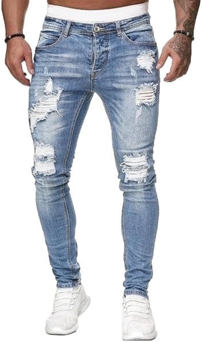 やりらふぃー スキニー デニムパンツ ストレッチ ダメージ加工 スリム 