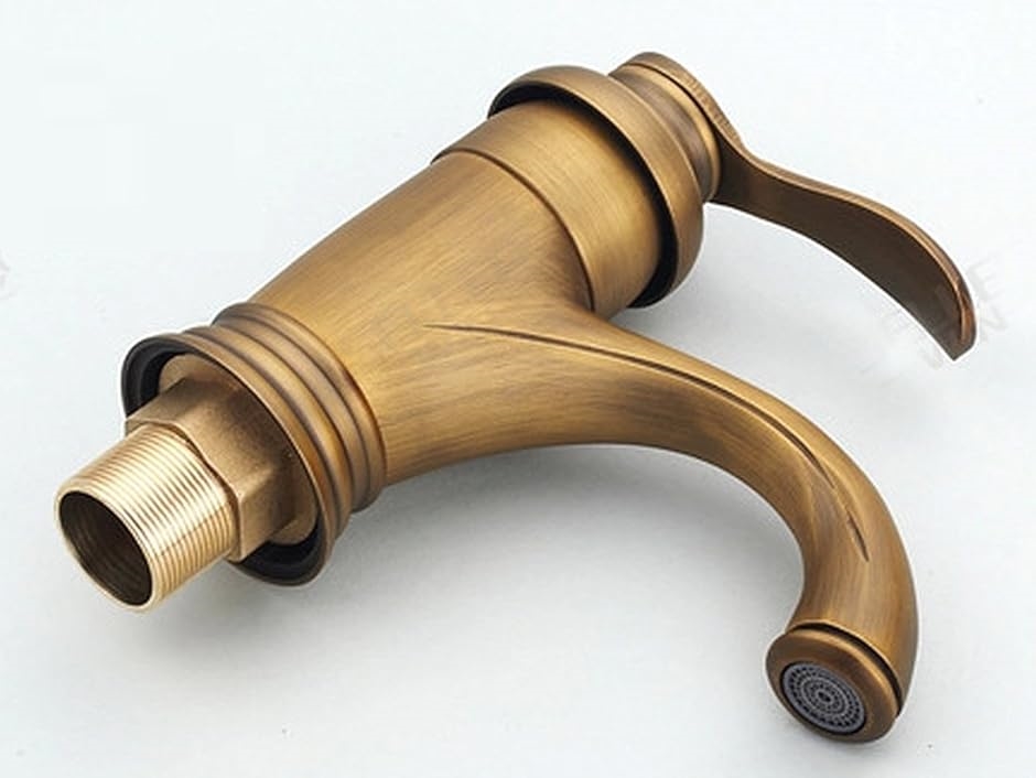 洗面用 アンティーク 混合水栓 蛇口 シングルレバー 14cm レトロ 手洗いボウル用 洗面台 水道 SK241(ショート)の画像