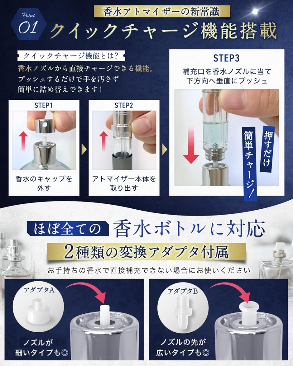 アトマイザー 香水 持ち運び容器 ほとんどの香水ボトルに対応 アトマイザー 香水 持ち運び容器 ほとんどの香水ボトルに対応
