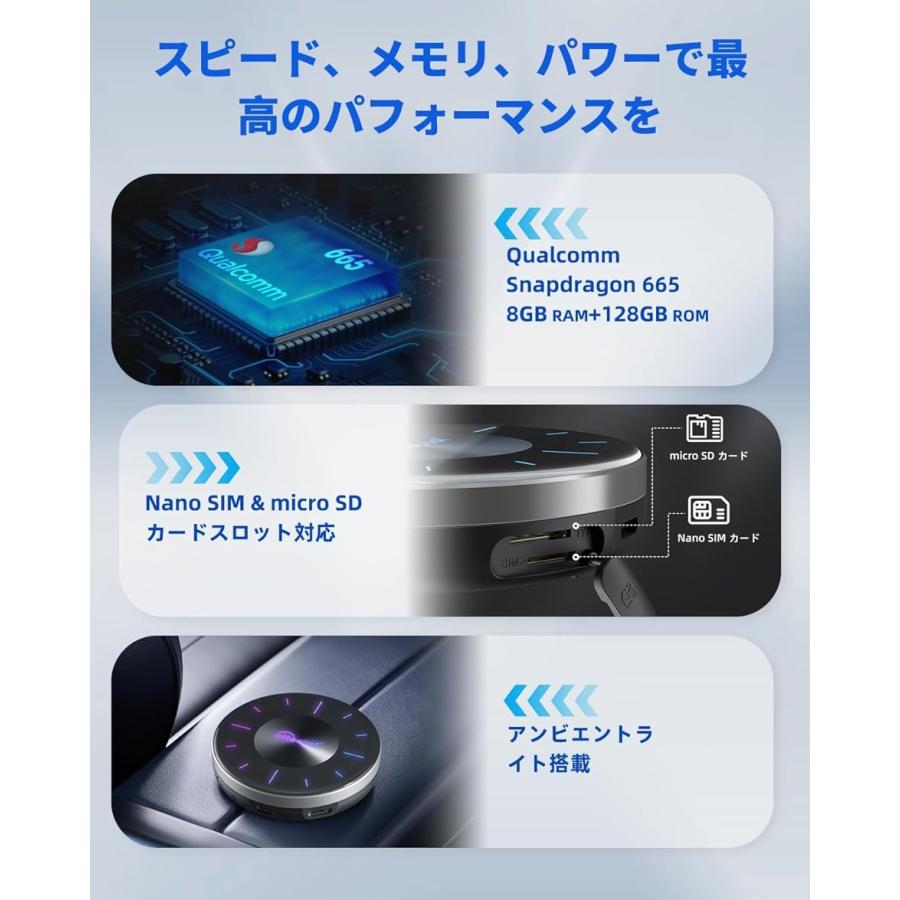 OttoAibox P3 CarPlay アダプター Android 12モデル GPS内蔵 Youtube セット品｜horikku｜03