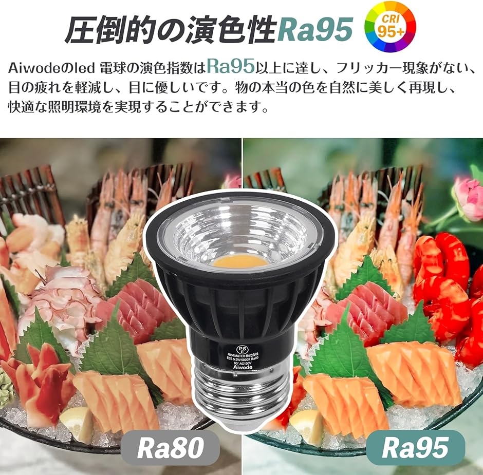 E26 LEDスポットライト LED電球 E26口金 5.5W(昼白色5000K - ブラック