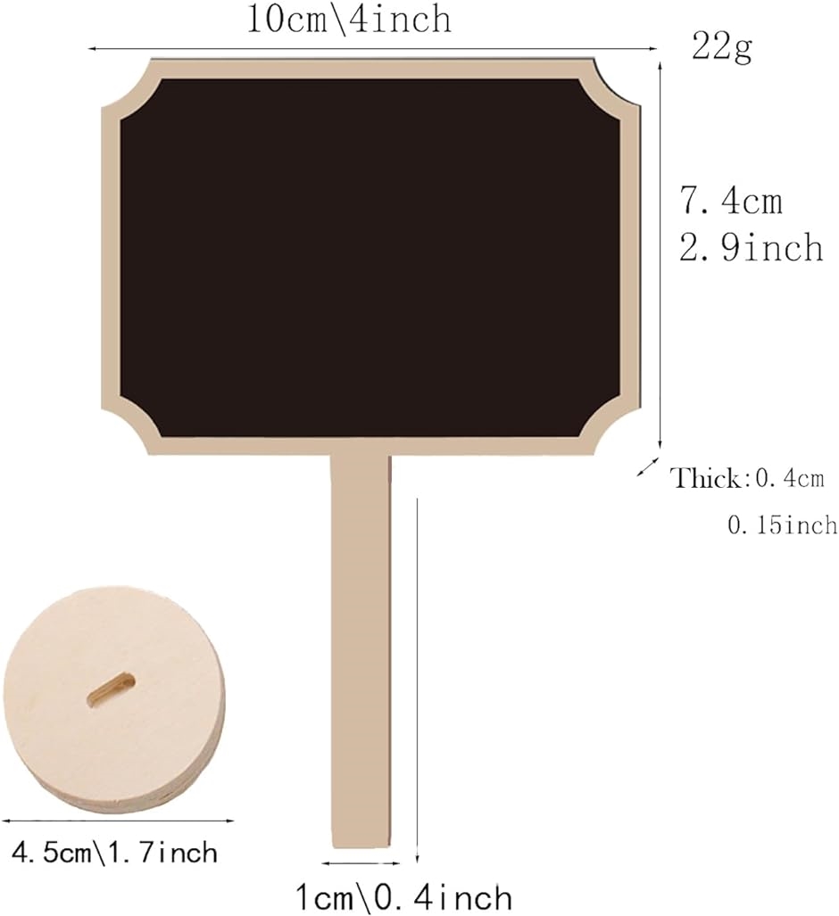 ミニ黒板サイン 10枚パック 小さな黒板ラベル イーゼルスタンド付き 木製黒板 テーブル番号｜horikku｜02