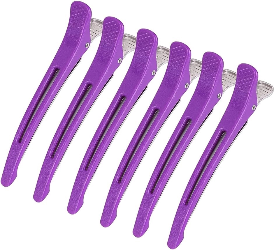 ダッカール プロ用 ヘアクリップ 美容師 業務用 滑り止めゴム付き( 紫