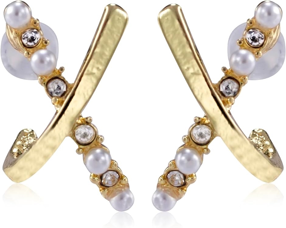 Yahoo! Yahoo!ショッピング(ヤフー ショッピング)ピアス レディース 人気 デザインピアス アクセサリー 透明キャッチ ボックス付 クロスデザイン（ シルバー）