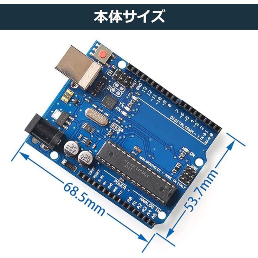 互換 Arduino UNO R3 マイコンボード ATmega328P + ATMEGA16U2 開発ボード( 青)｜horikku｜05