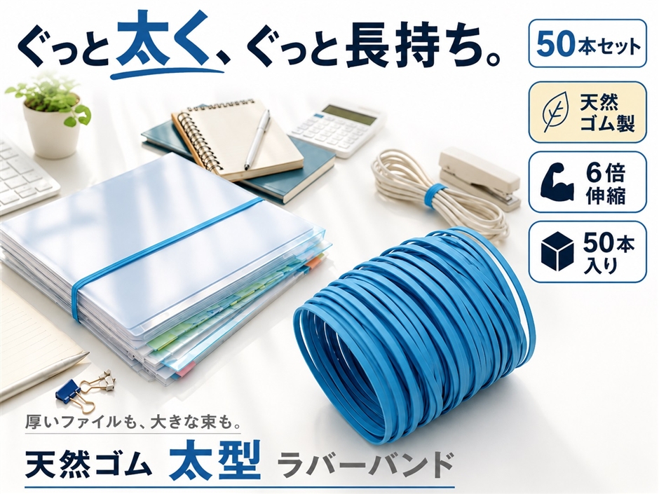 Yahoo!ランキング1位入賞】輪ゴム 太い 幅3mm 厚み1.4mm ゴムバンド 6