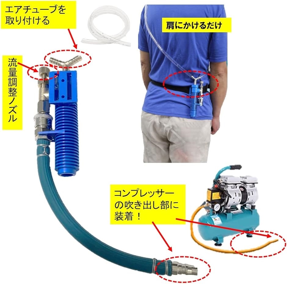 個人用 冷却器 コンプレッサーに繋ぐだけ 熱中症対策 溶接作業 現場作業 冷却ベスト クールベスト 個人用冷却器｜horikku｜04