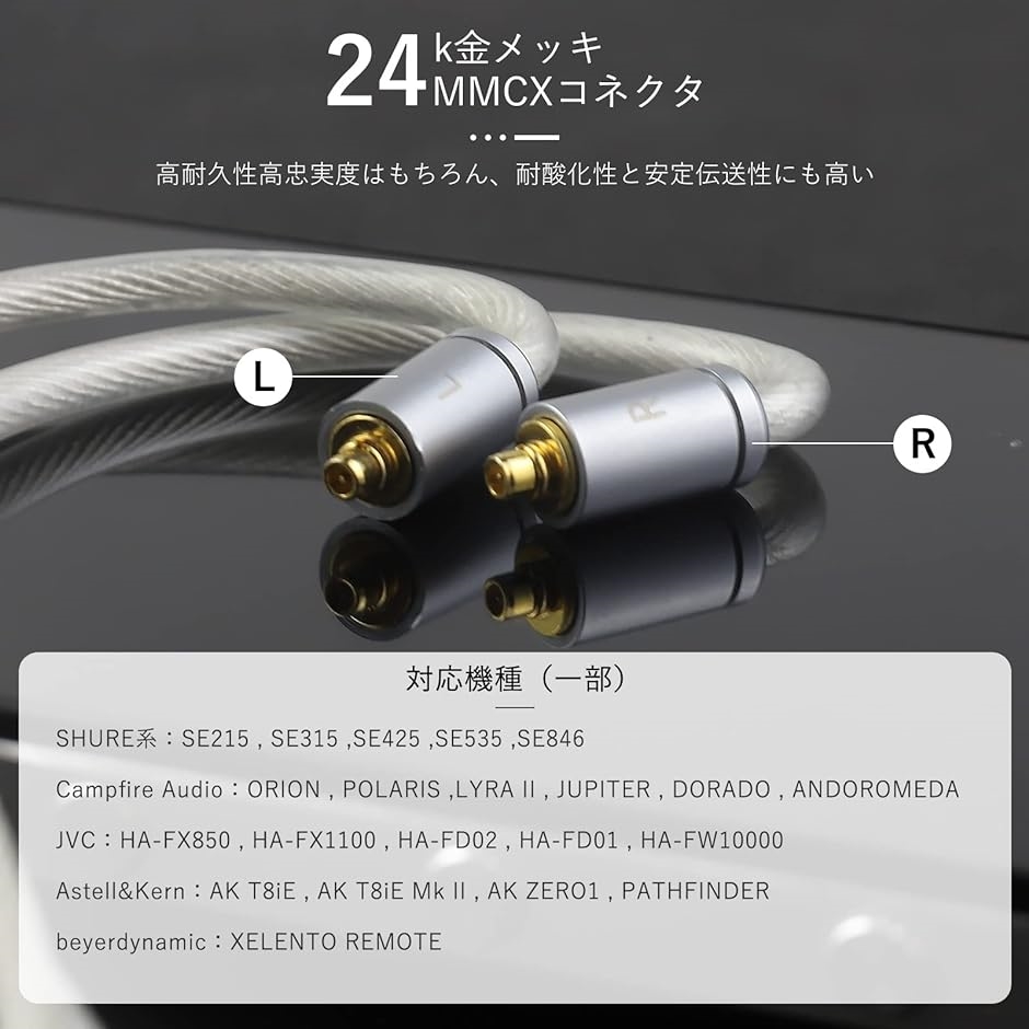 TZ35 MMCXリケーブル2芯同軸 OCCケーブル 銀メッキ・単結晶銅 アップグレードケーブル 3.5mm( OCC同軸ケーブル)｜horikku｜05